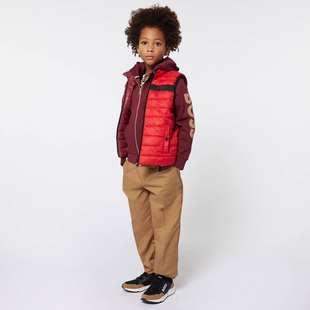 BOSS-Бордовая худи на молнии для мальчиков | Childrensalon Outlet