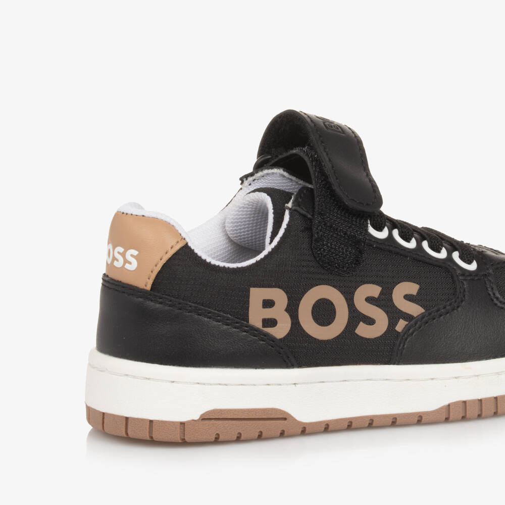 BOSS-Boys Charcoal Canvas & Leather Sneakers | Childrensalon Outlet