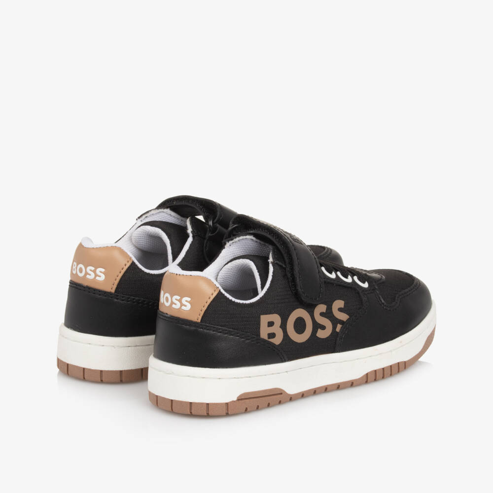 BOSS-Boys Charcoal Canvas & Leather Sneakers | Childrensalon Outlet