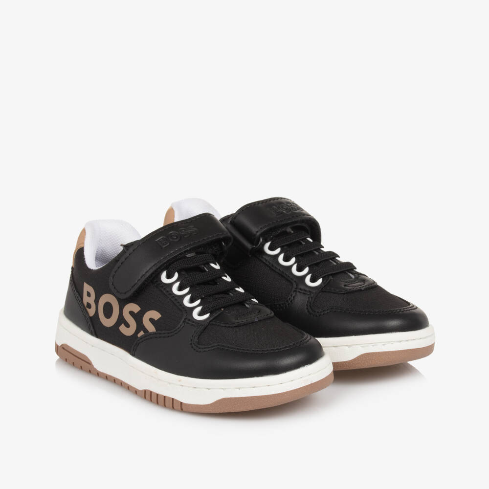 BOSS-حذاء رياضي للأولاد من قماش الكانفاس والجلد بلون الفحم | Childrensalon Outlet
