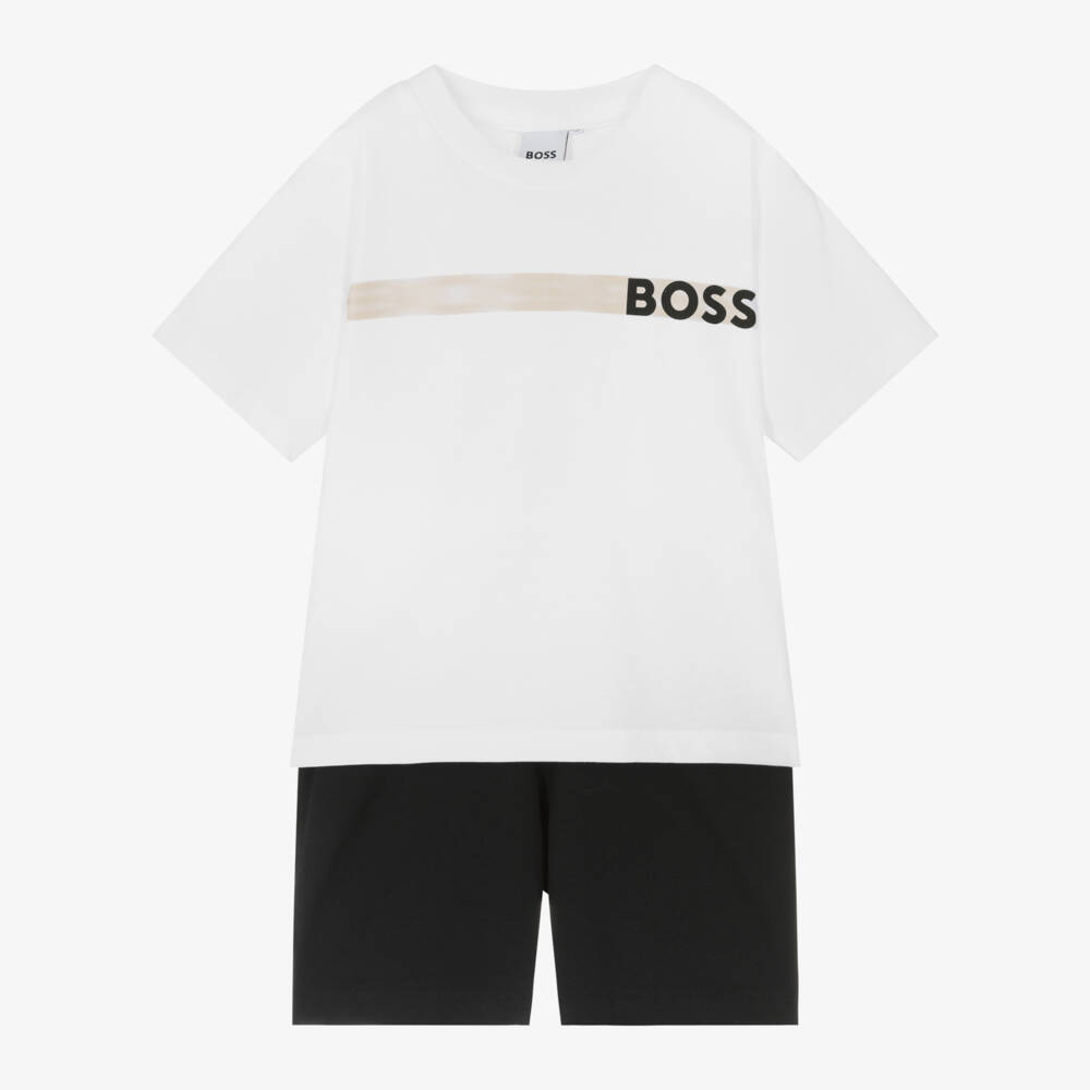 BOSS-Boys Charcoal Cotton Jersey Ensemble | Childrensalon Outlet