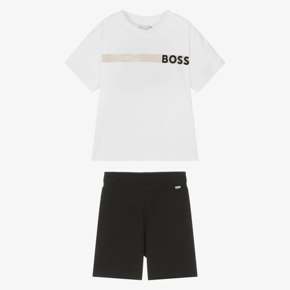 BOSS-Boys Charcoal Cotton Jersey Ensemble | Childrensalon Outlet
