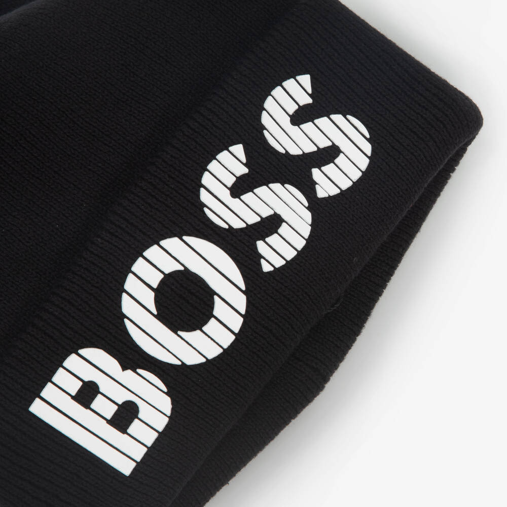 BOSS-Boys Charcoal Knit Beanie Cap | Childrensalon Outlet