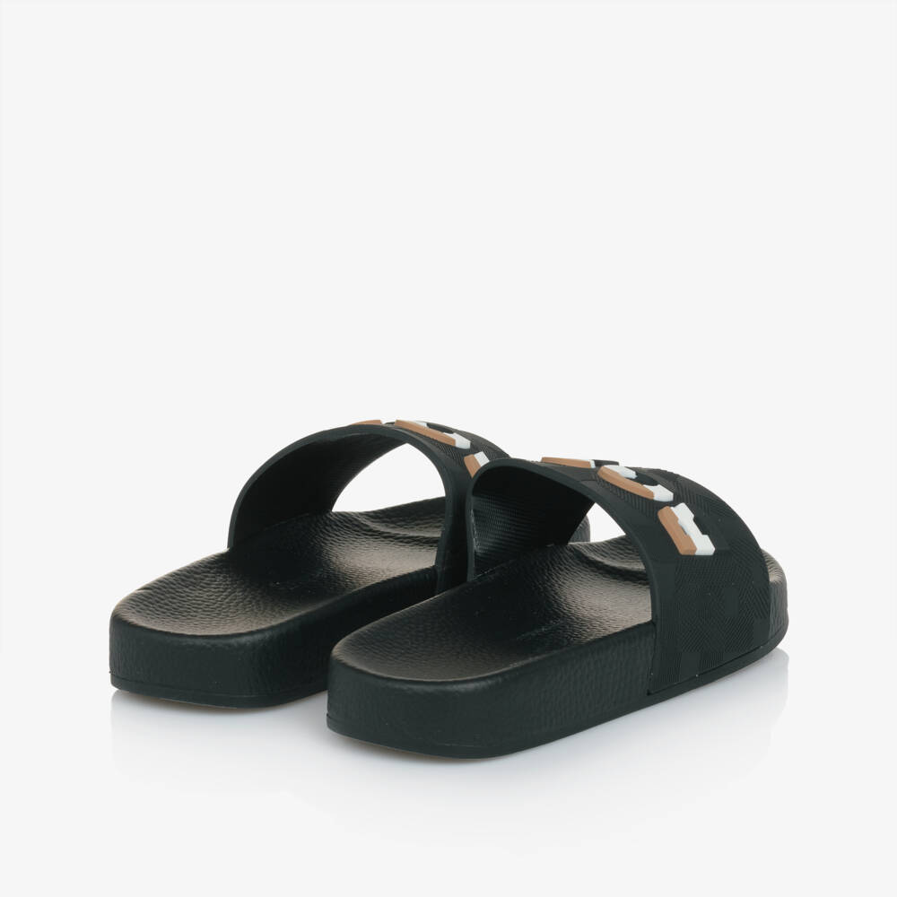 BOSS-Boys Charcoal Slip-On Sandals | Childrensalon Outlet