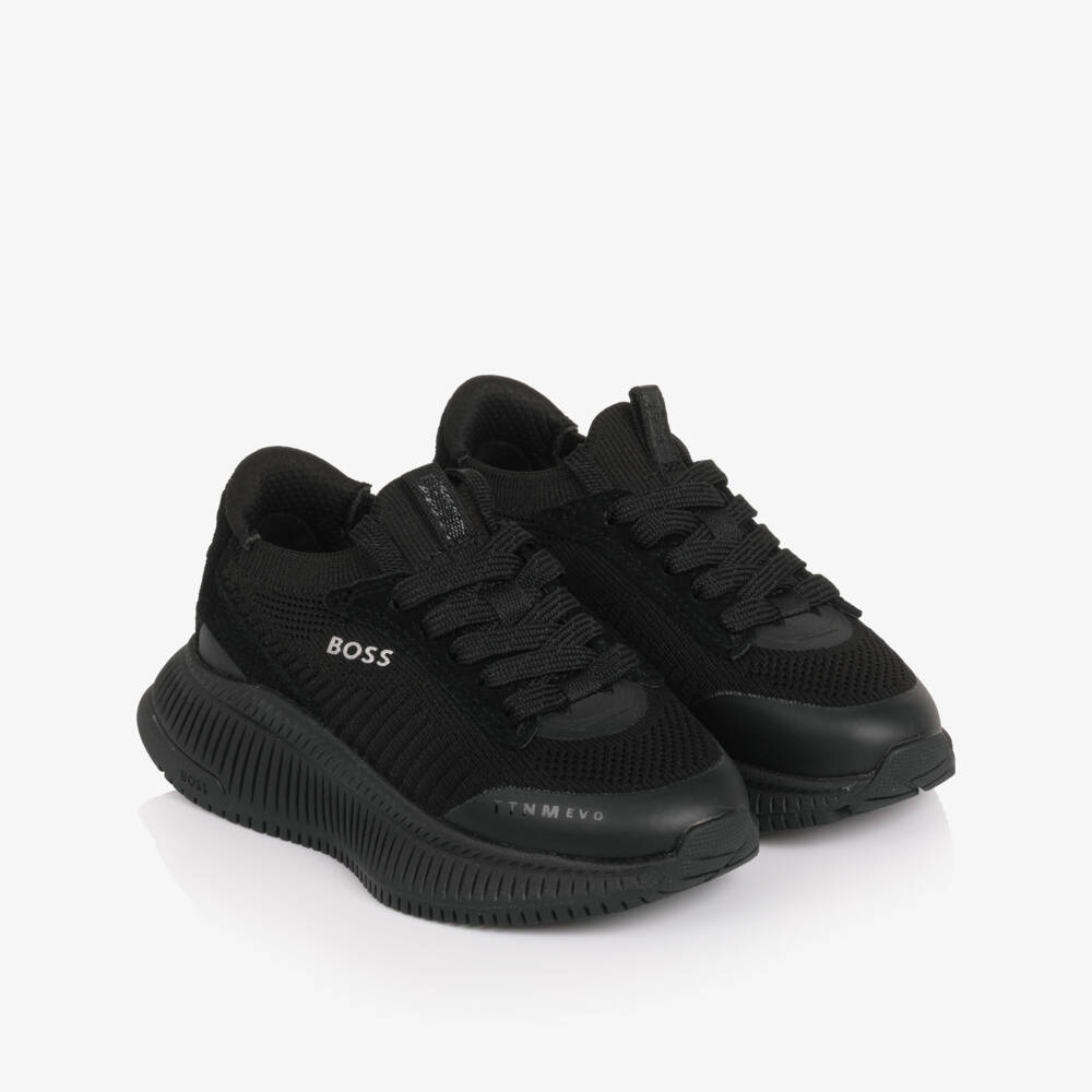 BOSS-Boys Chunky Black Lace-Up Trainers | Childrensalon Outlet