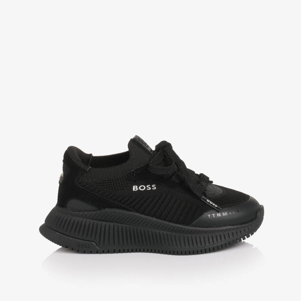 BOSS-Boys Chunky Black Lace-Up Trainers | Childrensalon Outlet