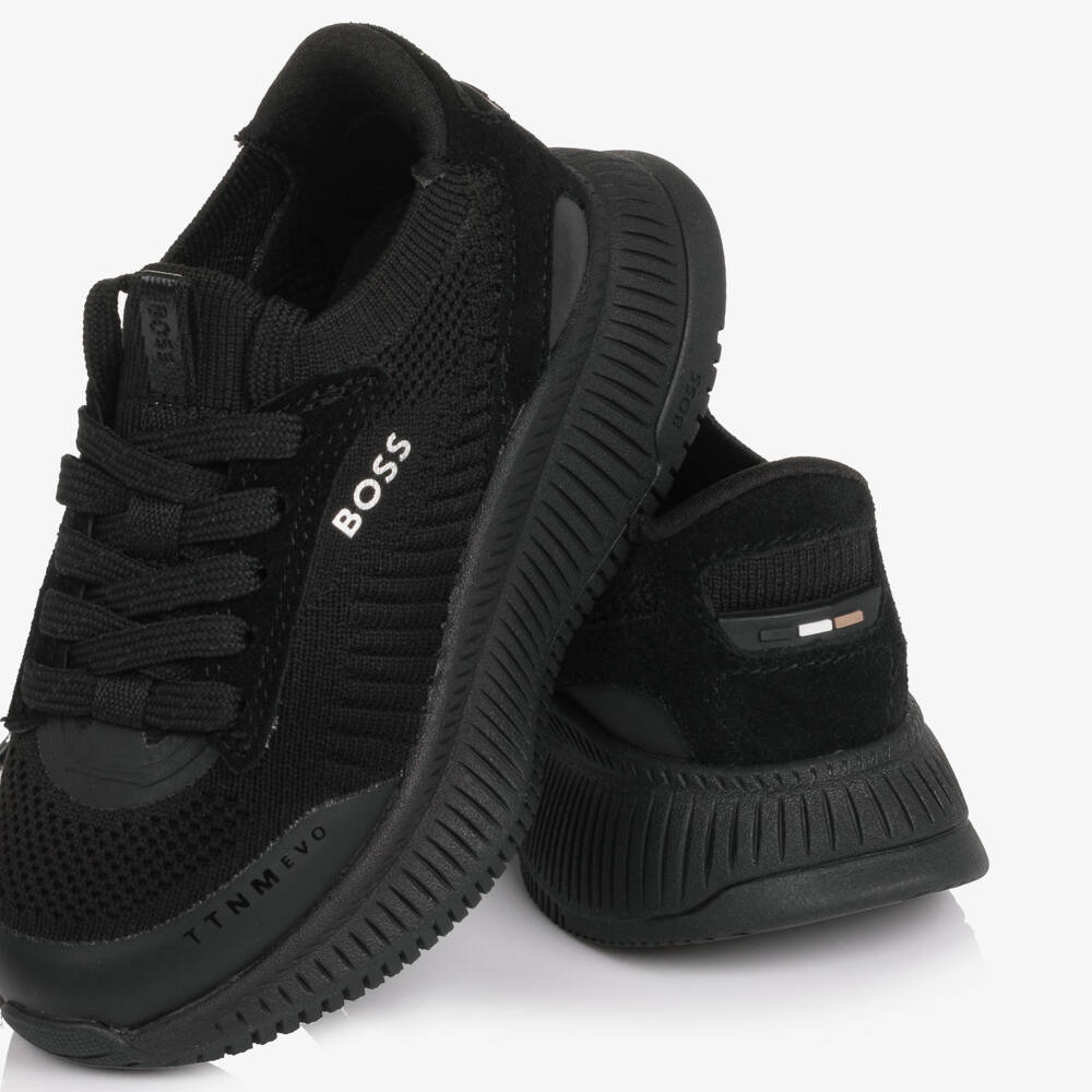 BOSS-Boys Chunky Black Lace-Up Trainers | Childrensalon Outlet
