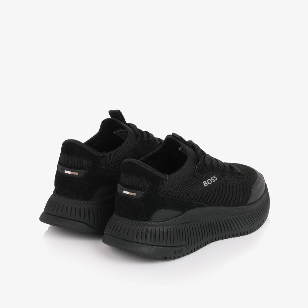 BOSS-Boys Chunky Black Lace-Up Trainers | Childrensalon Outlet