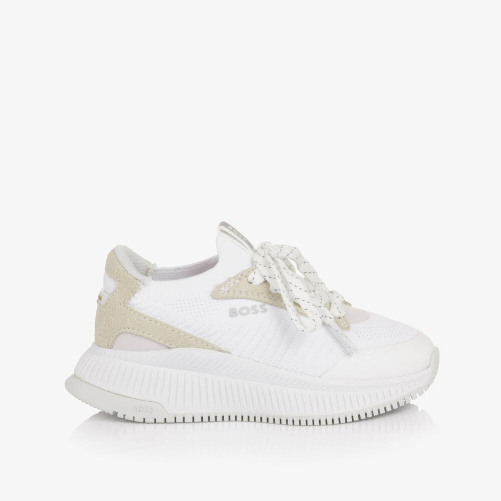 BOSS-Boys Chunky White Lace-Up Trainers | Childrensalon Outlet