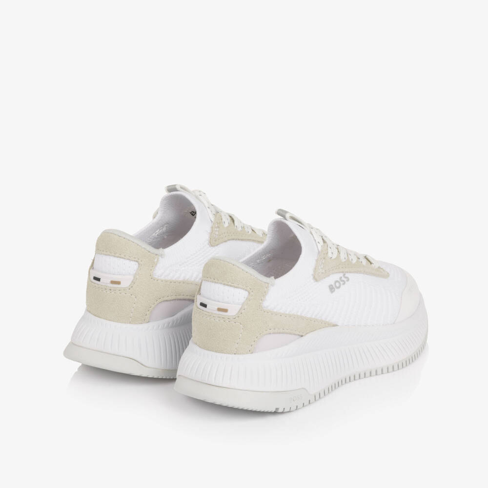 BOSS-Boys Chunky White Lace-Up Trainers | Childrensalon Outlet