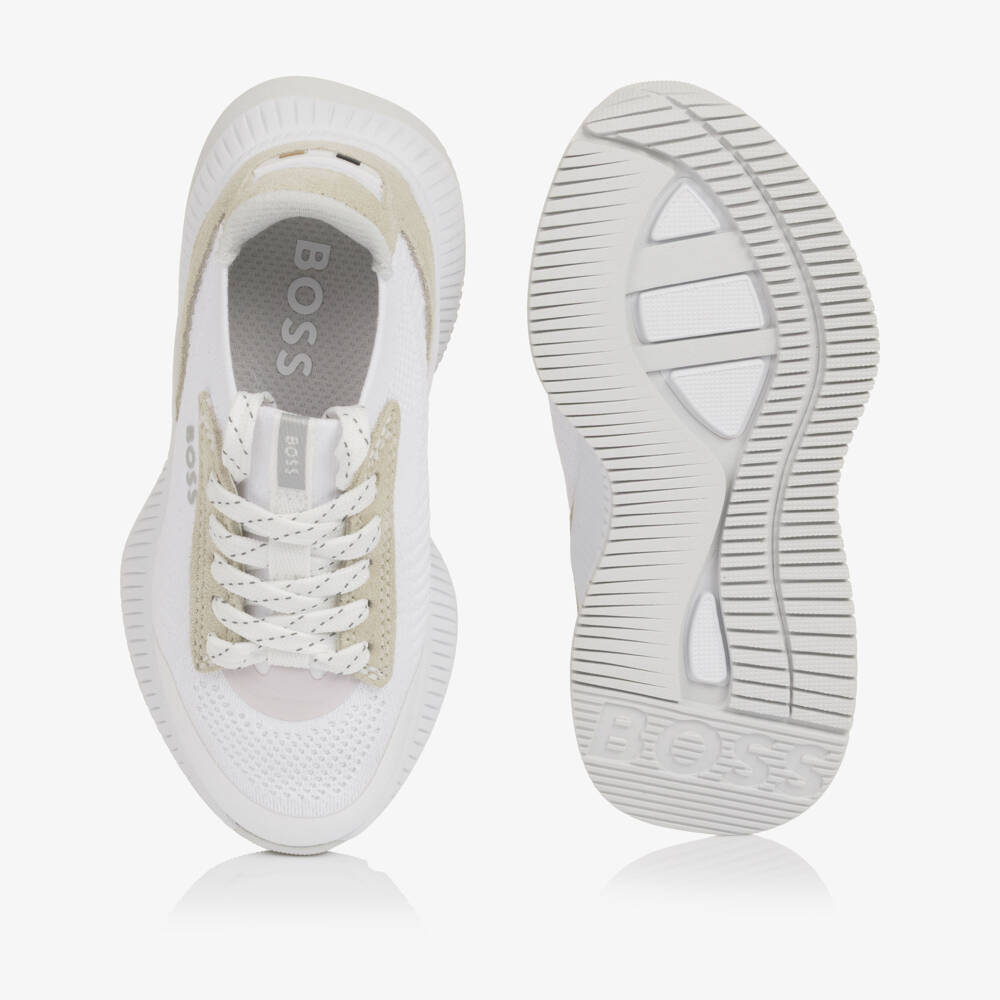 BOSS-Boys Chunky White Lace-Up Trainers | Childrensalon Outlet