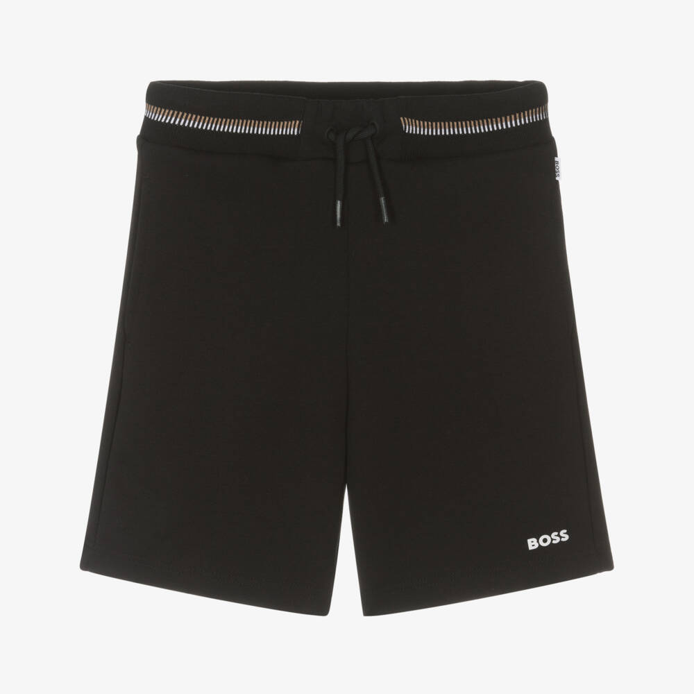 BOSS-Boys Classic Black Jersey Shorts | Childrensalon Outlet