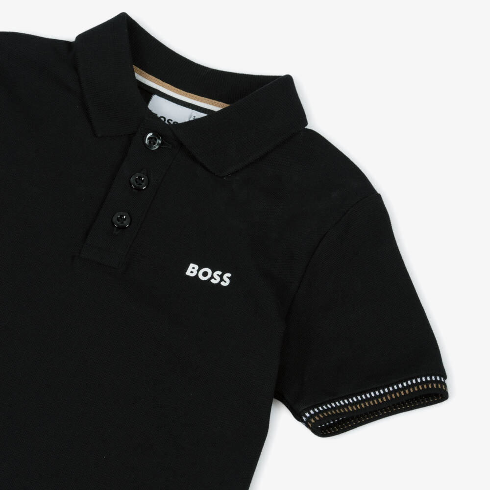 BOSS-Boys Classic Black Pique Polo | Childrensalon Outlet