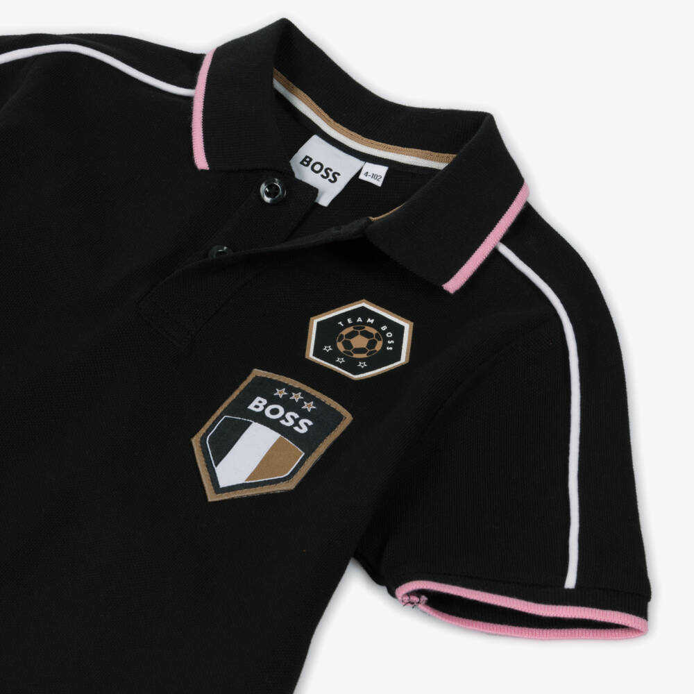 BOSS-Boys Classic Black Piqué Polo | Childrensalon Outlet