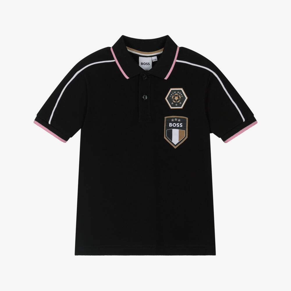 BOSS-Boys Classic Black Piqué Polo | Childrensalon Outlet