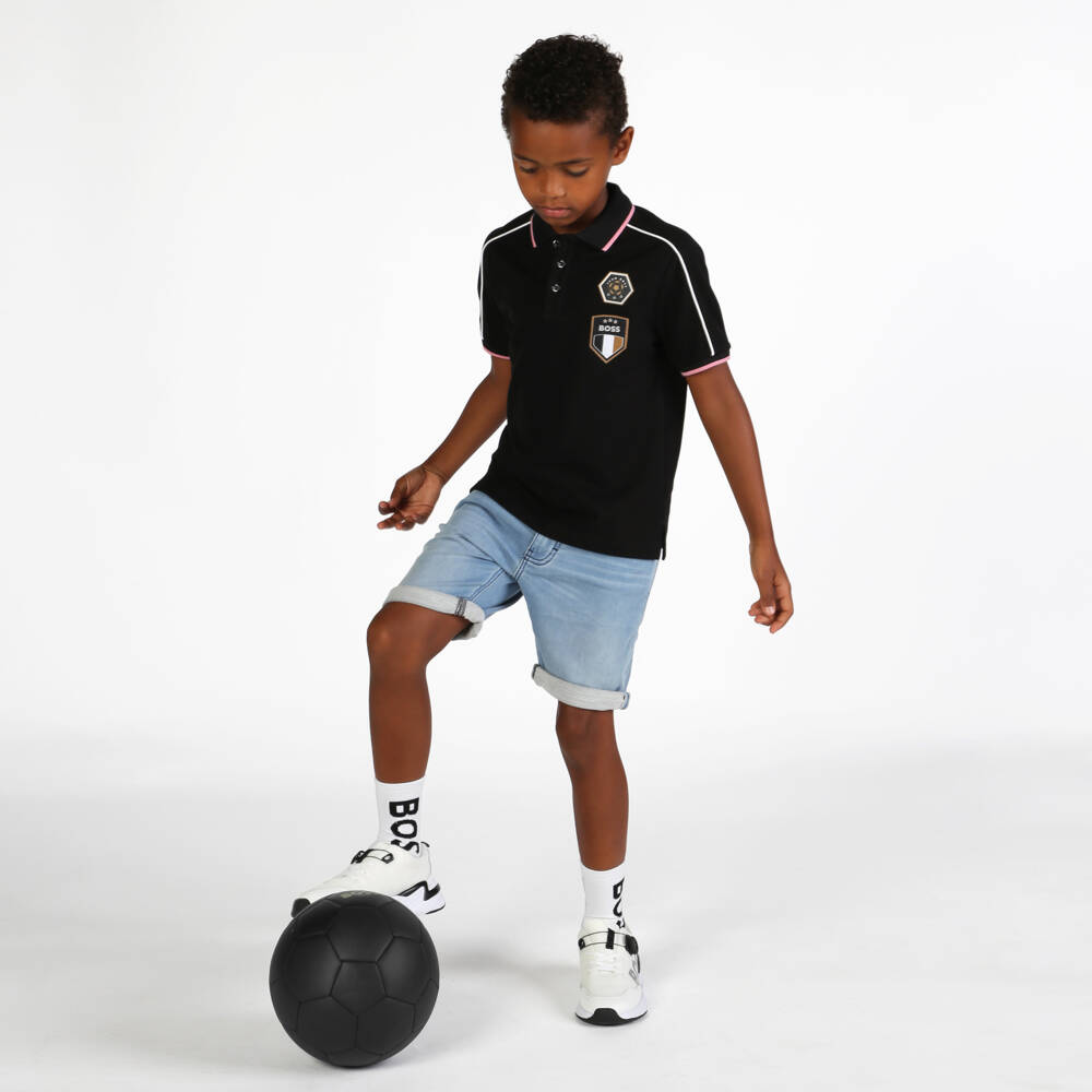 BOSS-Boys Classic Black Piqué Polo | Childrensalon Outlet