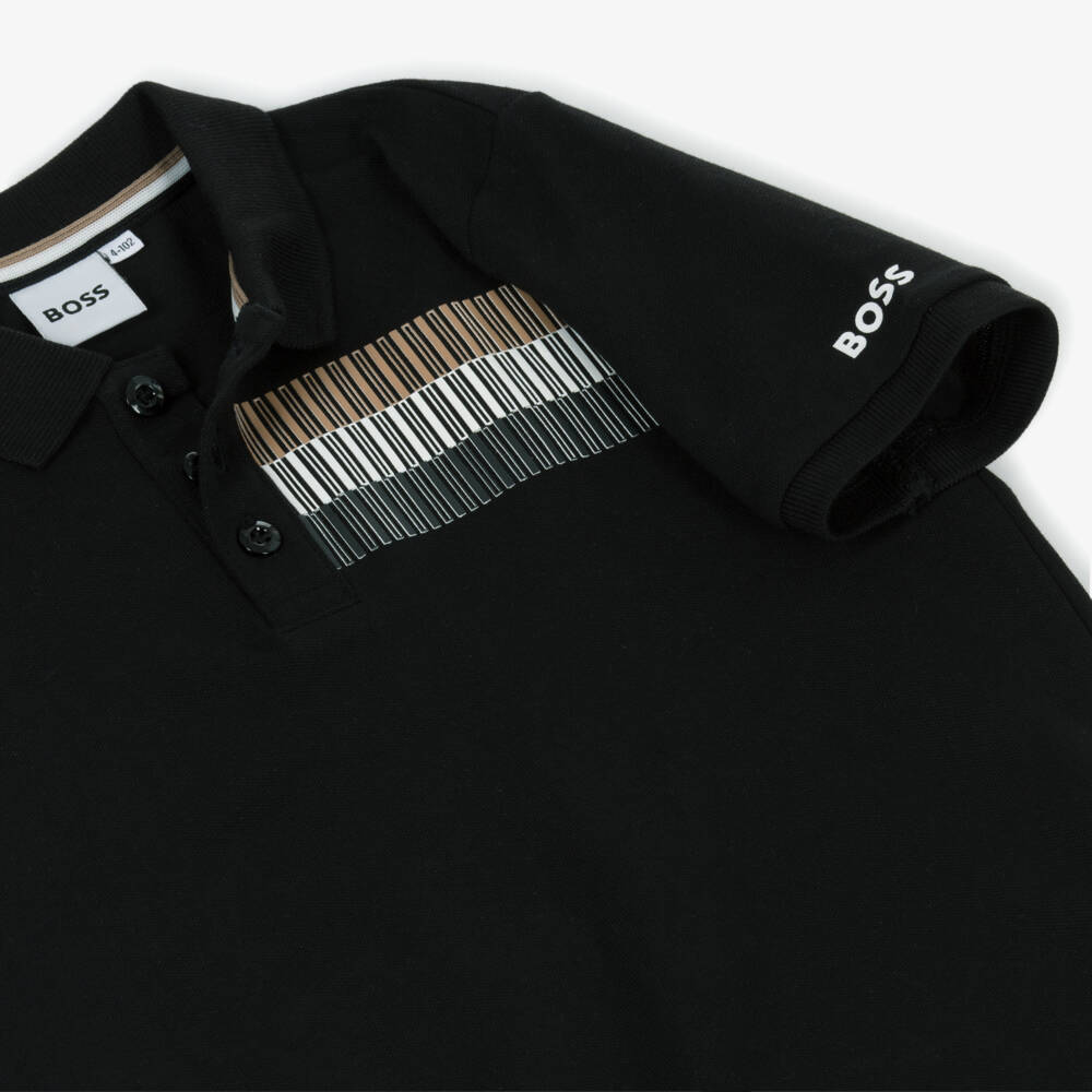 BOSS-Boys Classic Black Polo Top | Childrensalon Outlet