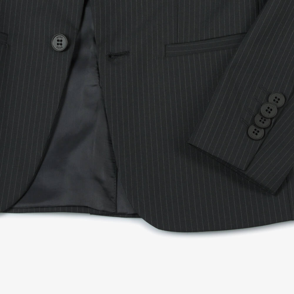 BOSS-جاكيت كلاسيكي مخطط باللون الأسود للأولاد | Childrensalon Outlet