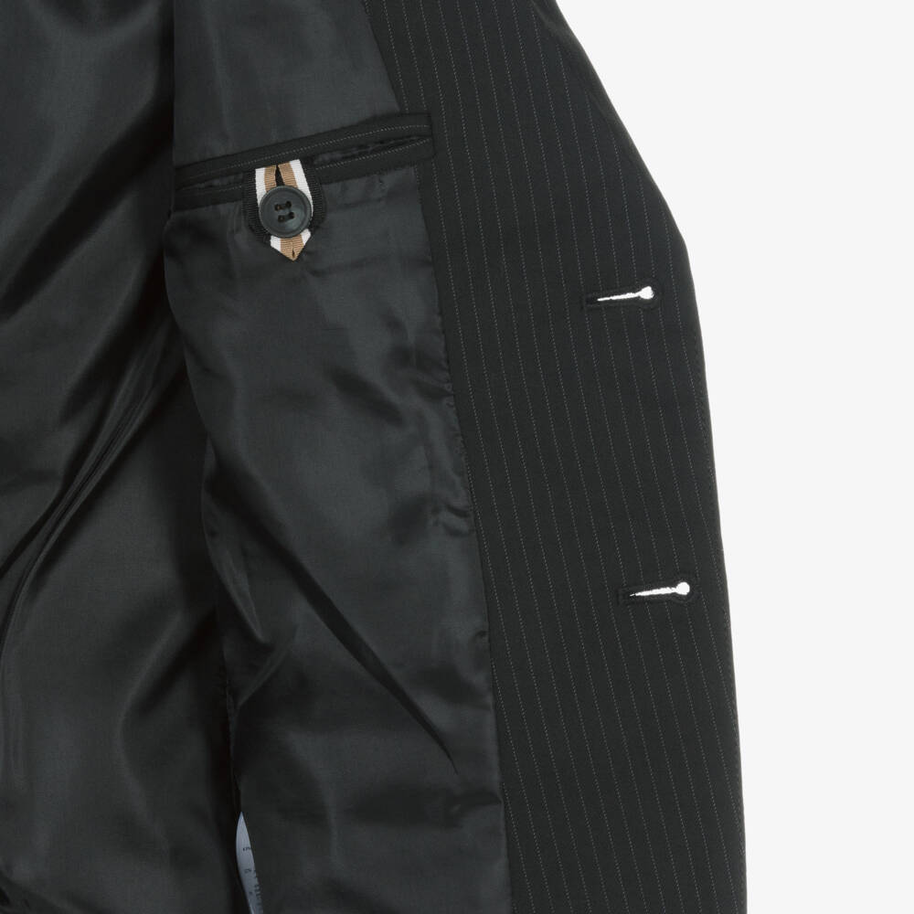 BOSS-جاكيت كلاسيكي مخطط باللون الأسود للأولاد | Childrensalon Outlet