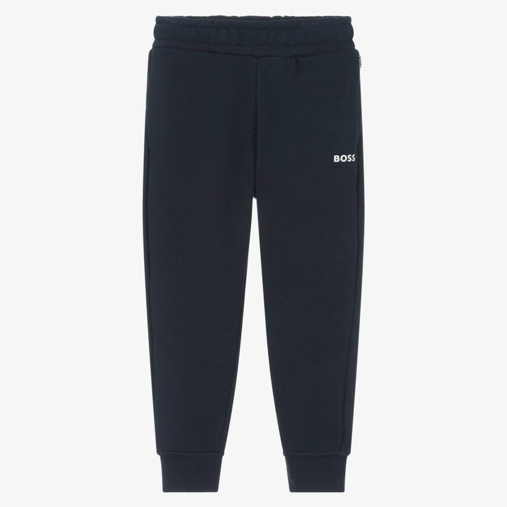 BOSS-Boys Classic Blue Cotton Joggers | Childrensalon Outlet