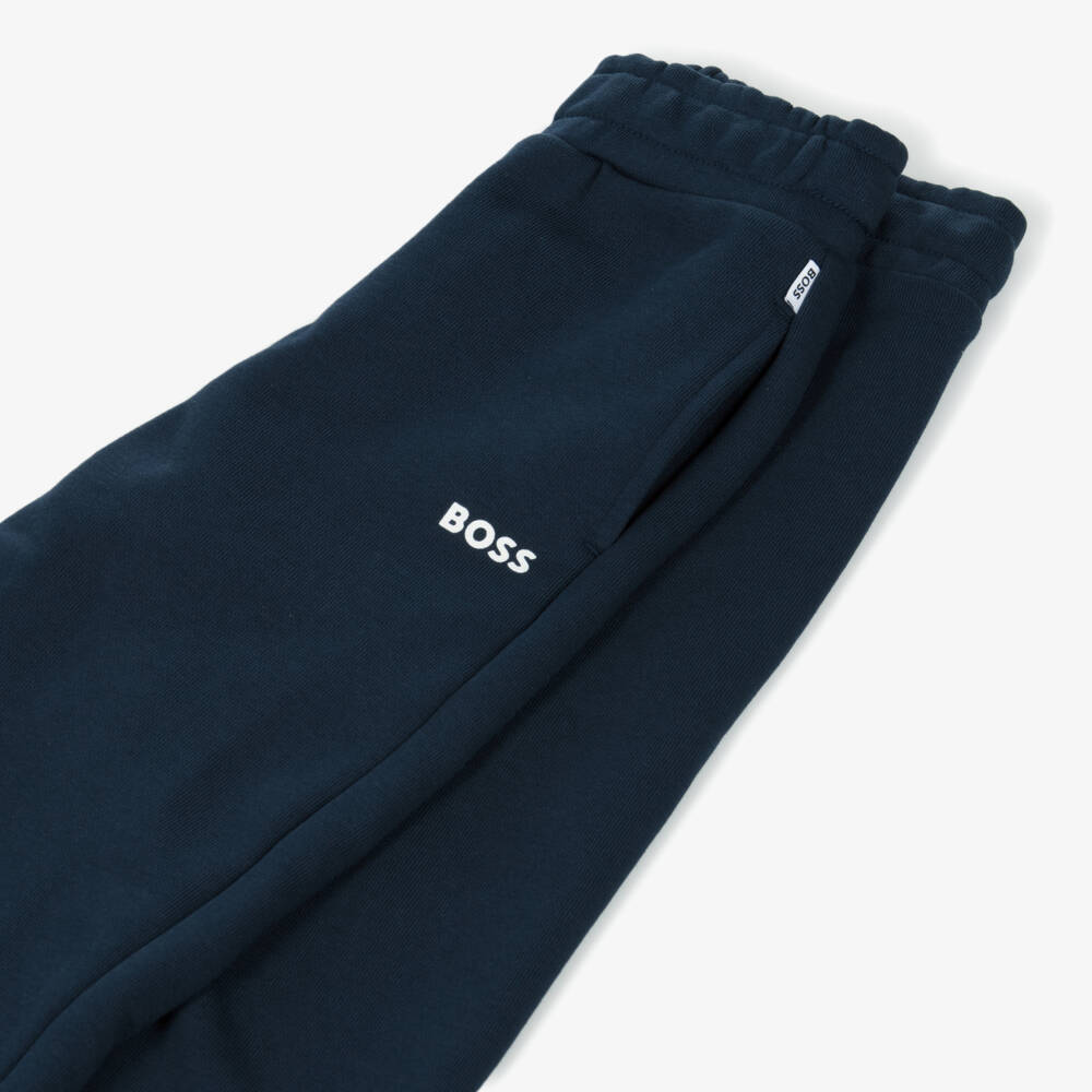 BOSS-Boys Classic Blue Cotton Joggers | Childrensalon Outlet