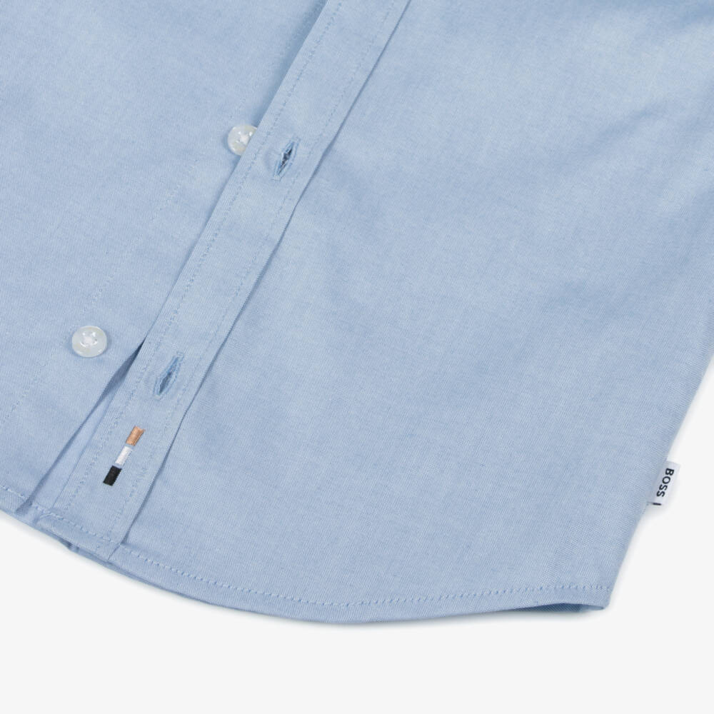 BOSS-Boys Classic Blue Cotton Oxford | Childrensalon Outlet