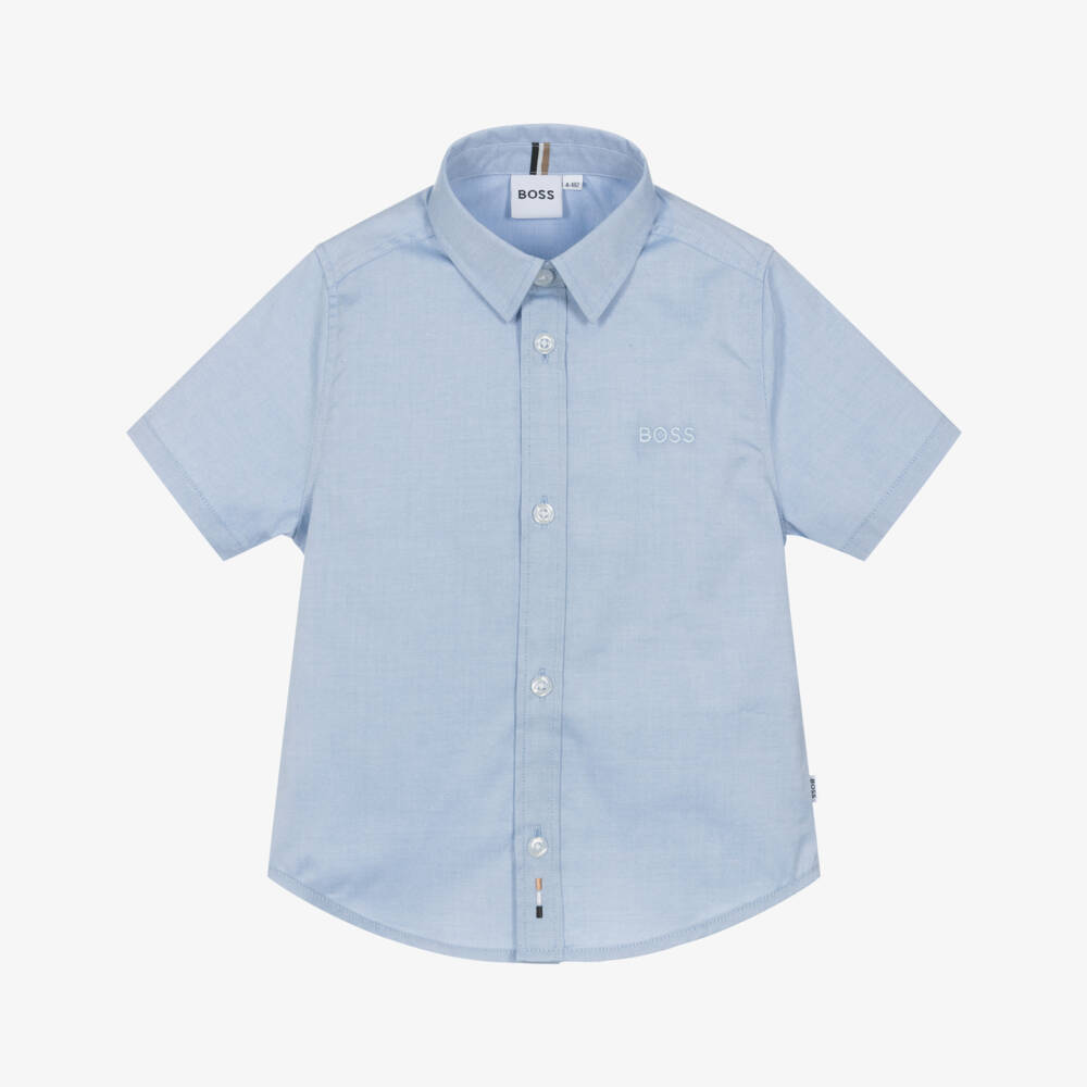 BOSS-Boys Classic Blue Cotton Oxford | Childrensalon Outlet