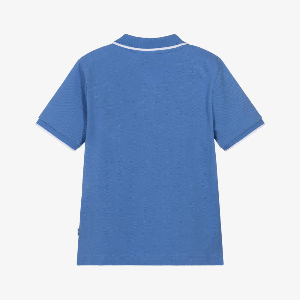BOSS-Boys Classic Blue Cotton Polo | Childrensalon Outlet