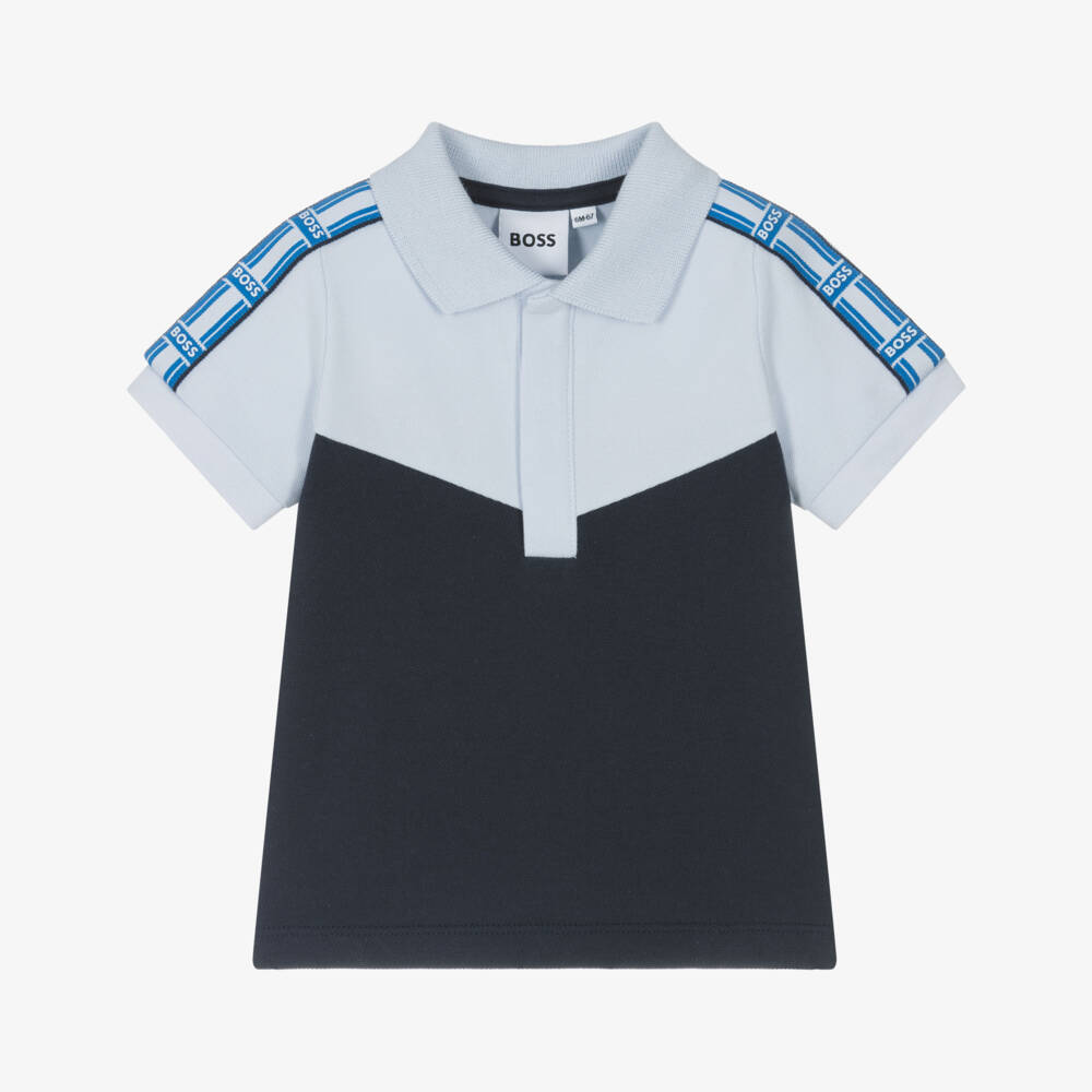 BOSS-Boys Classic Blue Cotton Polo | Childrensalon Outlet