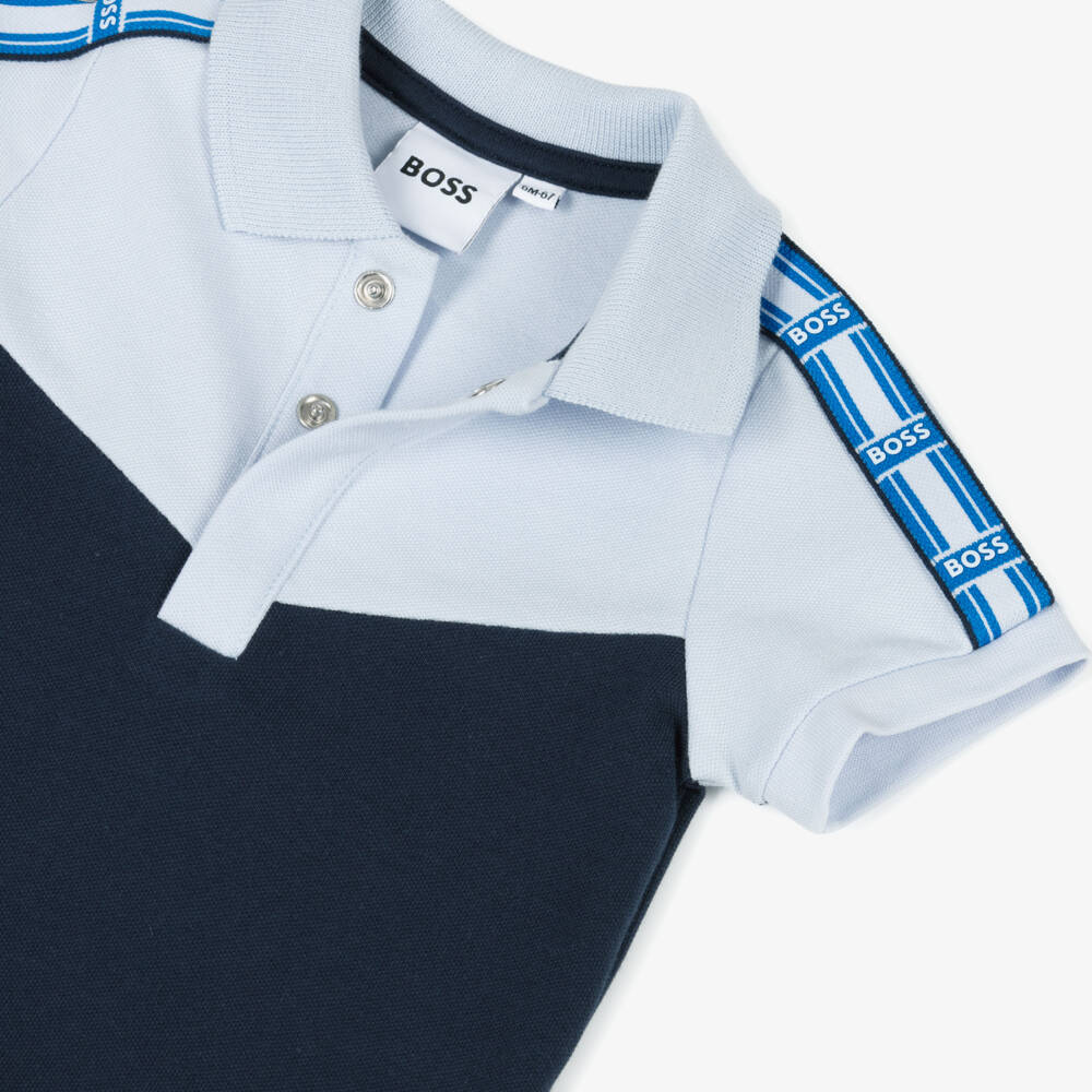 BOSS-Boys Classic Blue Cotton Polo | Childrensalon Outlet
