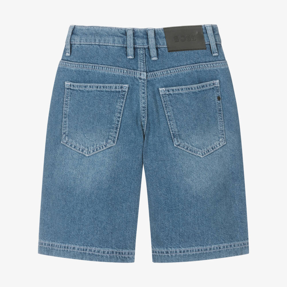 BOSS-Boys Classic Blue Denim Shorts | Childrensalon Outlet