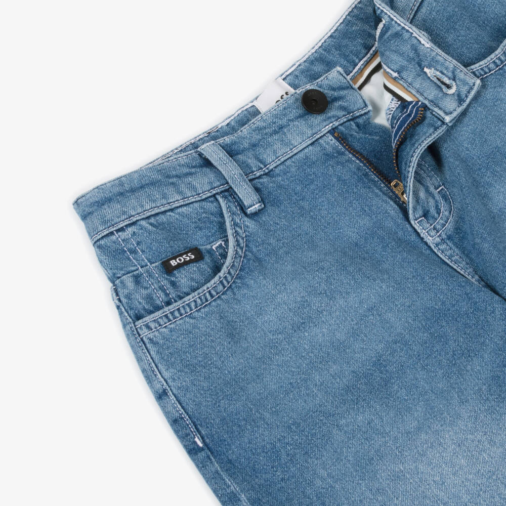 BOSS-Boys Classic Blue Denim Shorts | Childrensalon Outlet