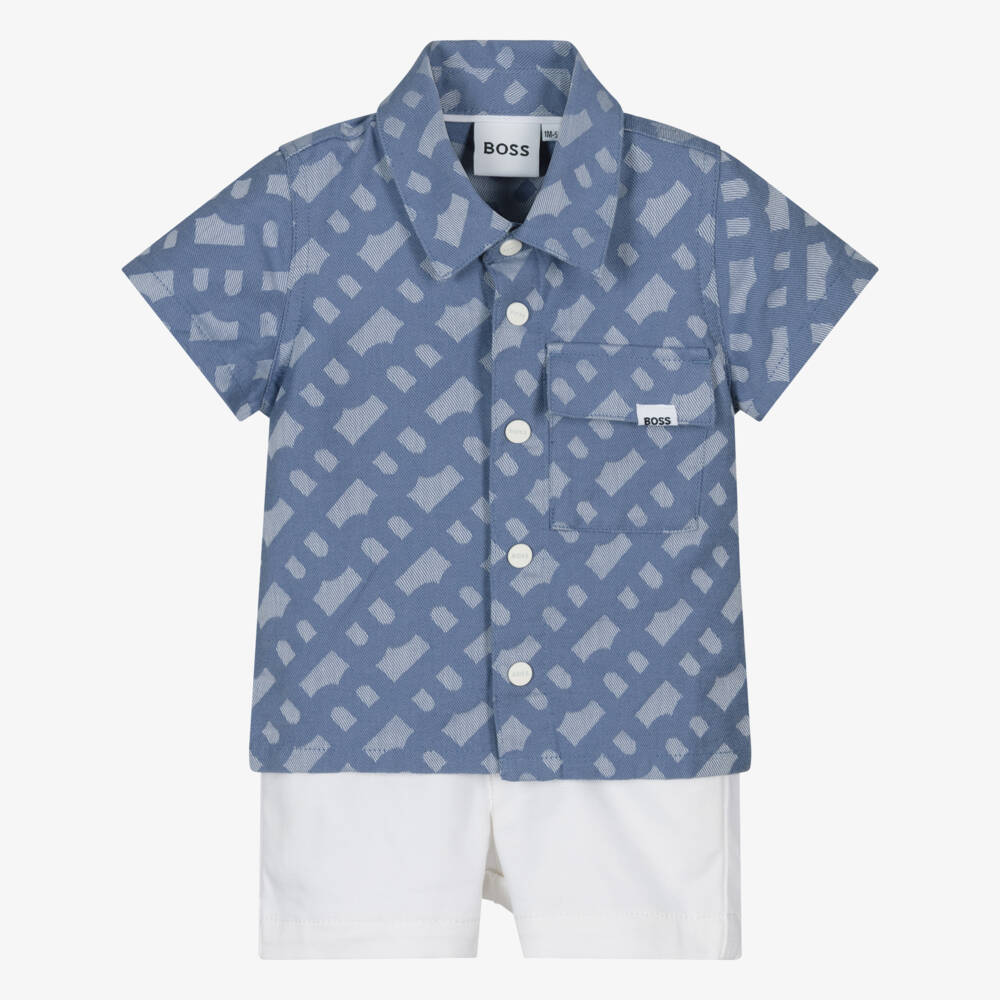 BOSS-Boys Classic Blue Shorts Set | Childrensalon Outlet