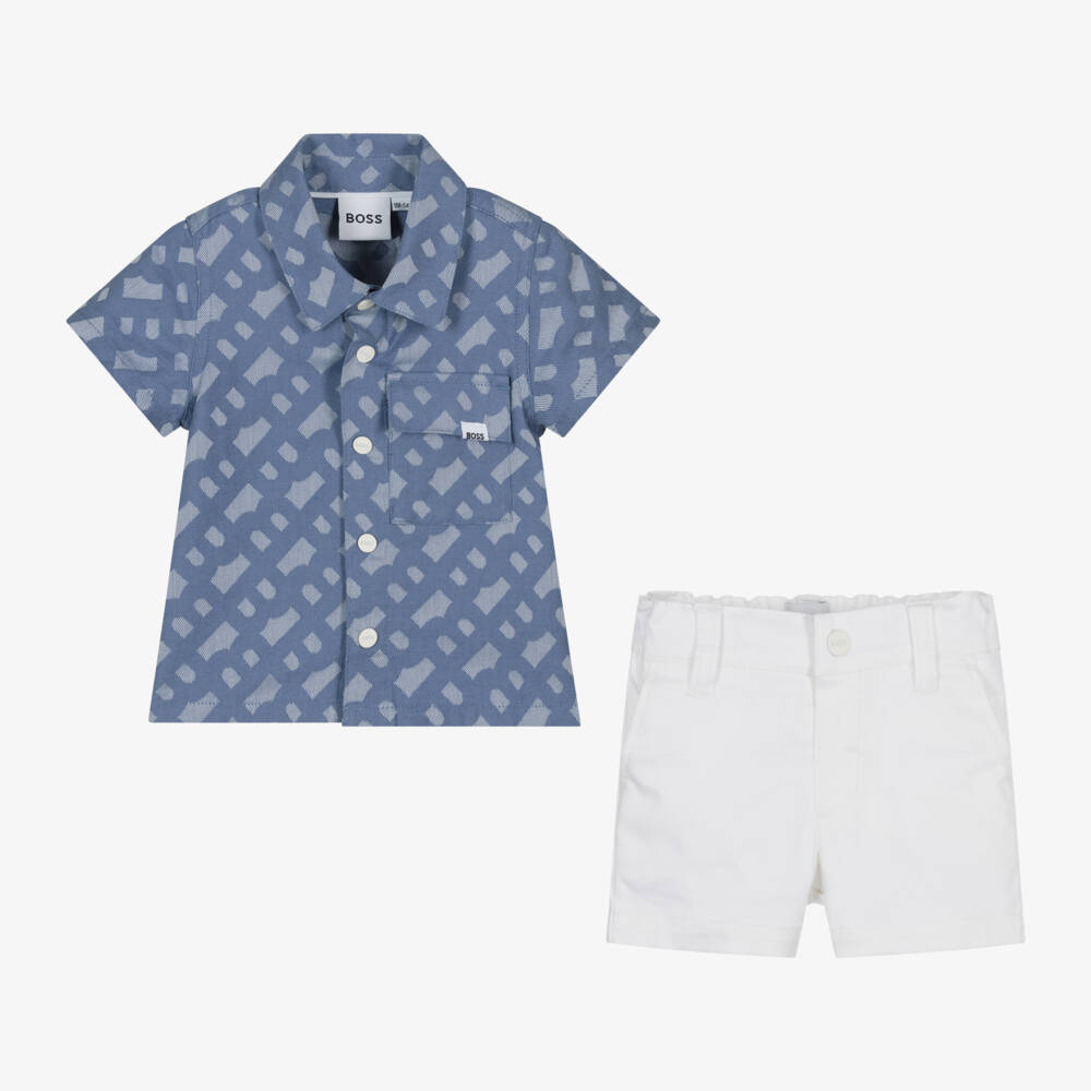 BOSS-Boys Classic Blue Shorts Set | Childrensalon Outlet