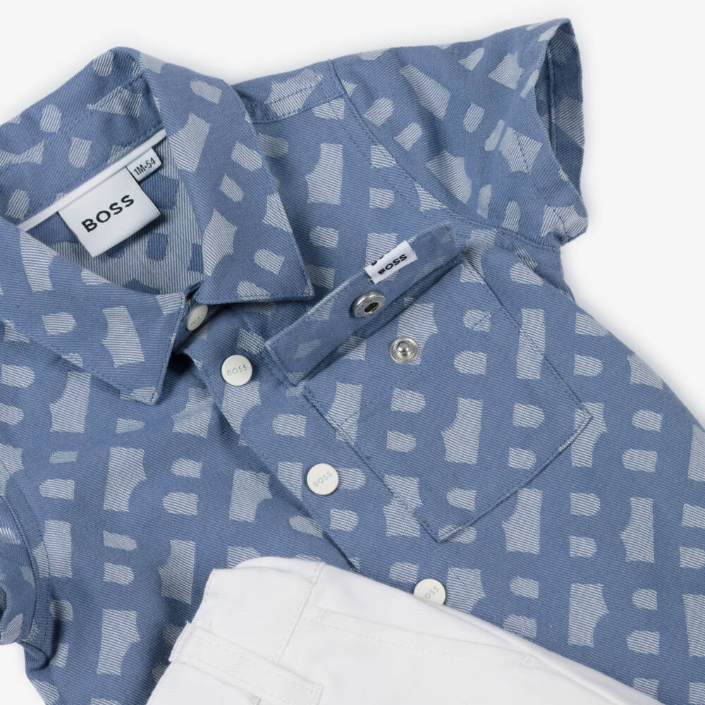BOSS-Boys Classic Blue Shorts Set | Childrensalon Outlet