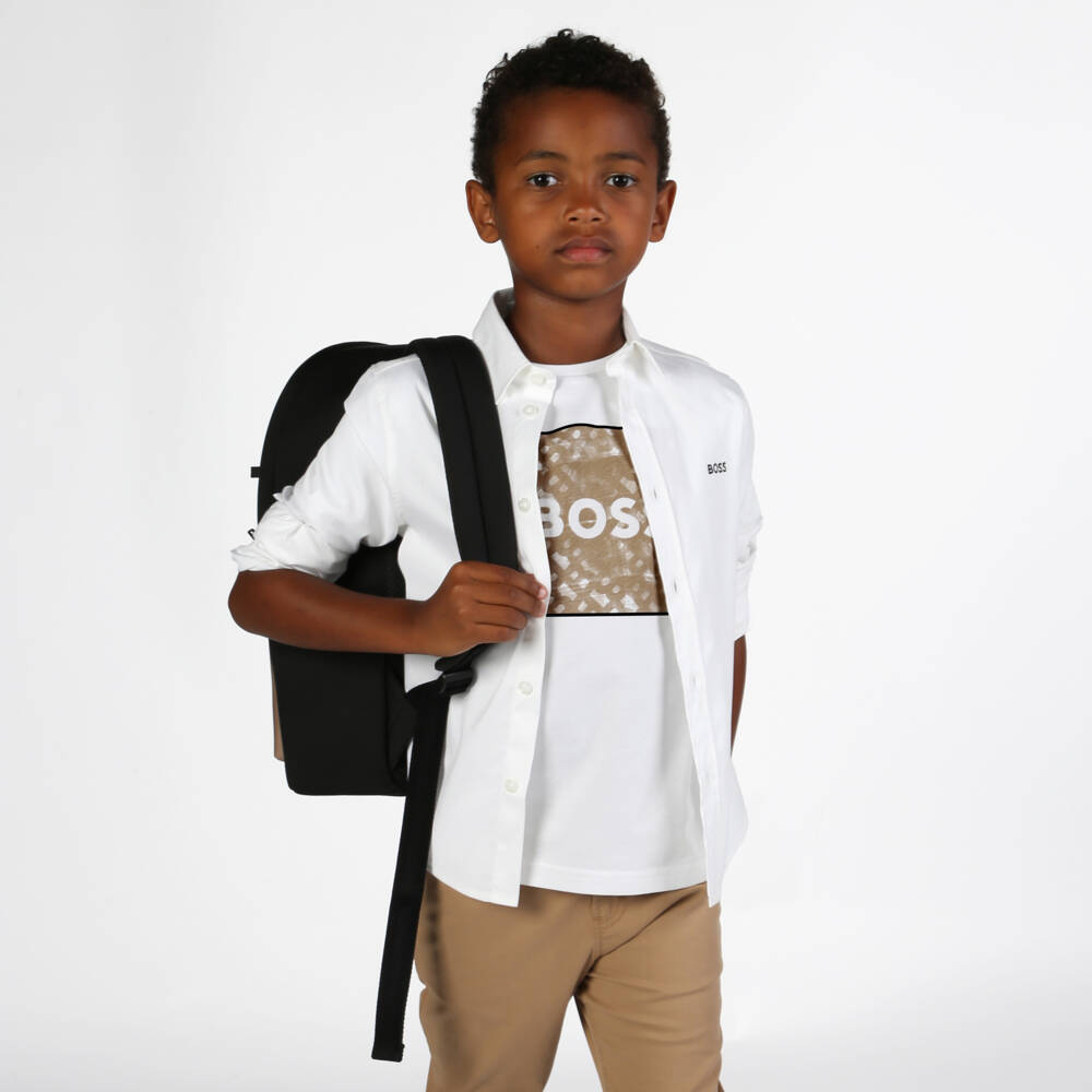 BOSS-Boys Classic Ivory Cotton Shirt | Childrensalon Outlet