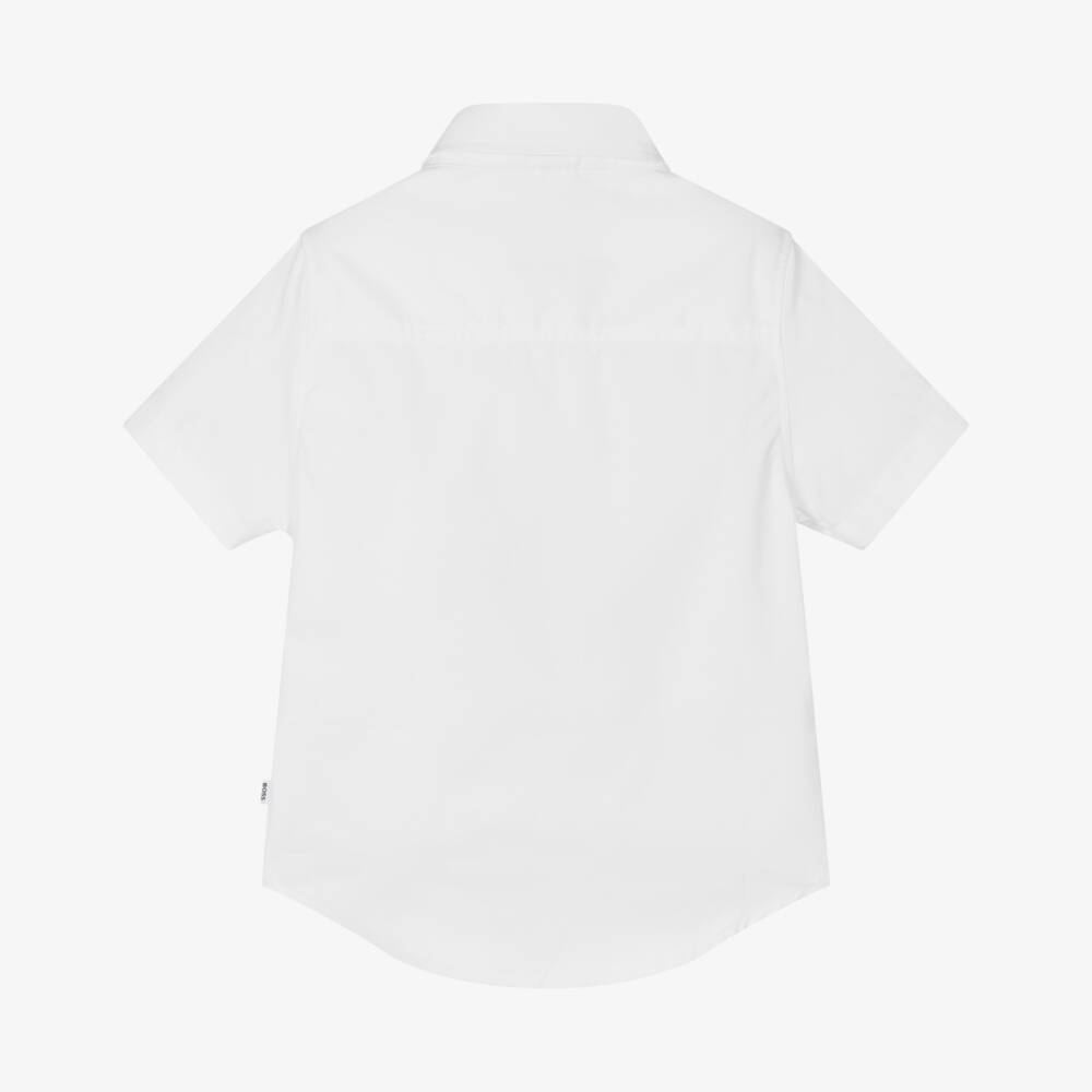 BOSS-Boys Classic Ivory Cotton Shirt | Childrensalon Outlet