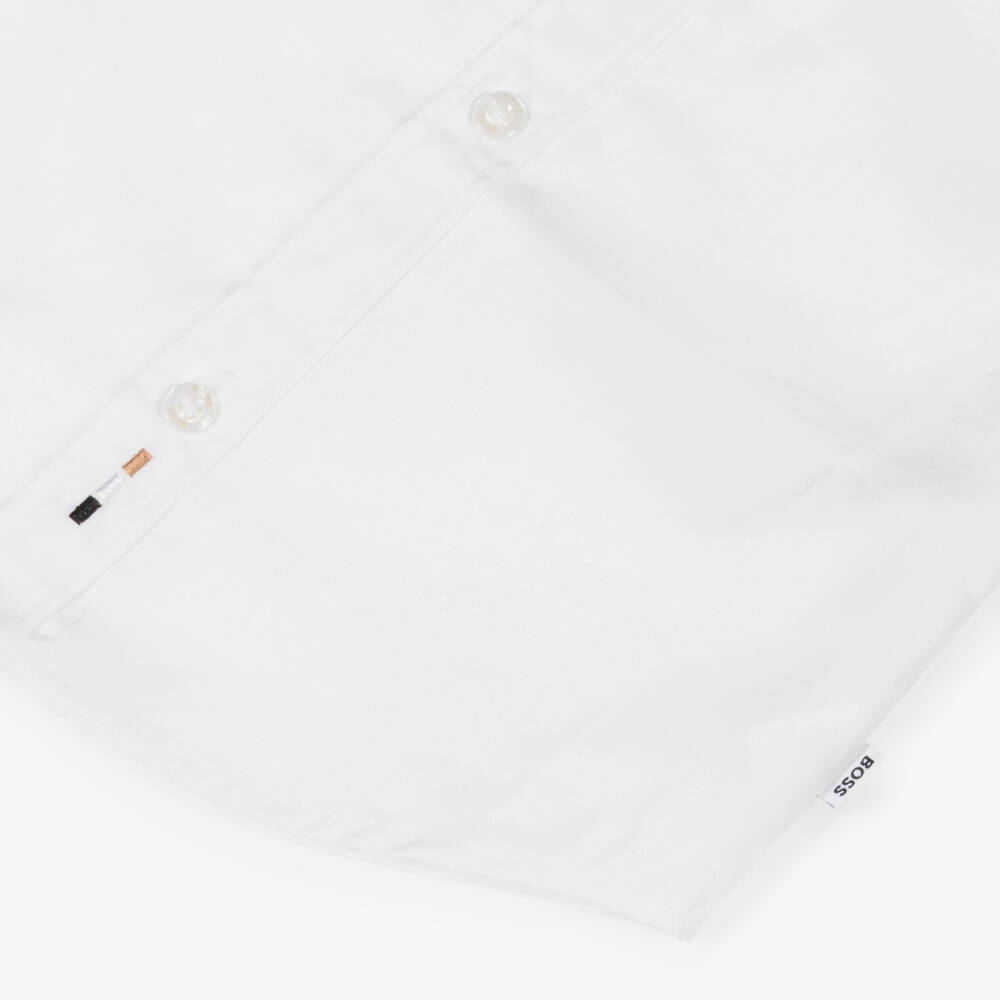 BOSS-Boys Classic Ivory Cotton Shirt | Childrensalon Outlet