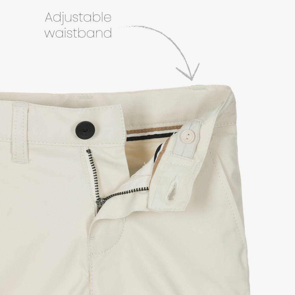 BOSS-Boys Classic Ivory Twill Shorts | Childrensalon Outlet