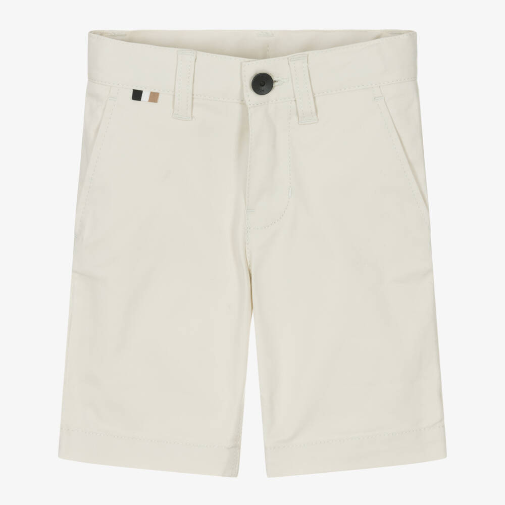BOSS-Boys Classic Ivory Twill Shorts | Childrensalon Outlet