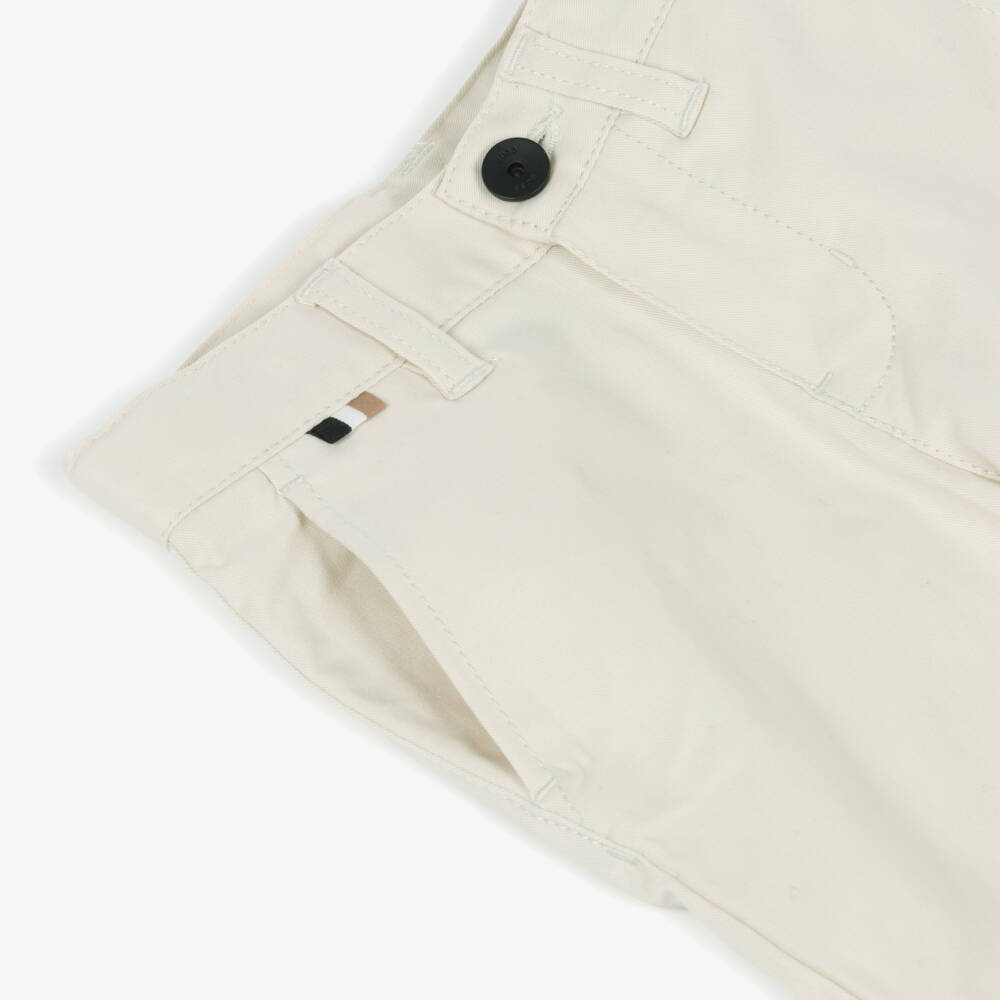 BOSS-Boys Classic Ivory Twill Shorts | Childrensalon Outlet