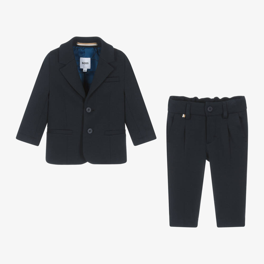 BOSS-Синий костюм из миланского джерси для мальчиков | Childrensalon Outlet