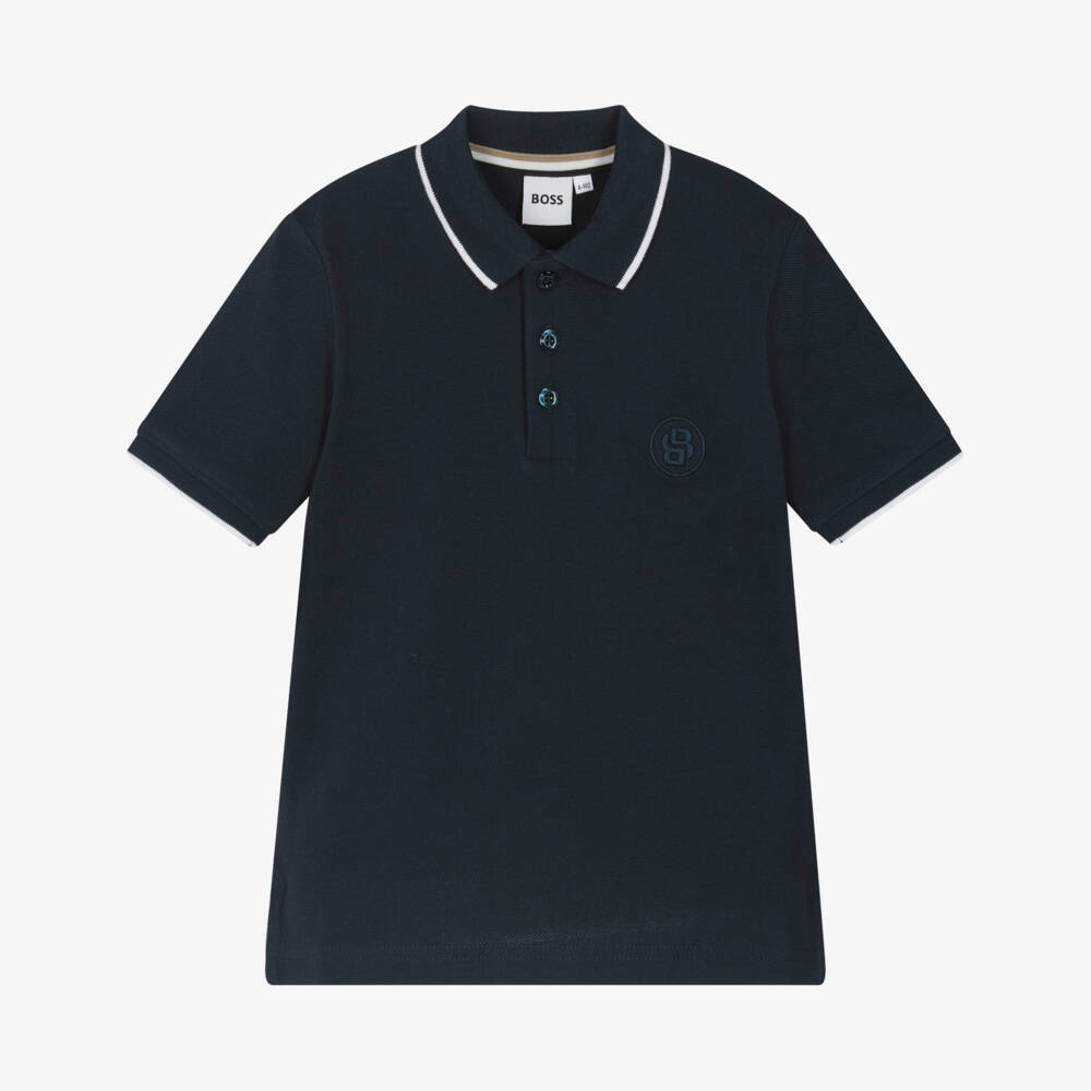 BOSS-Boys Classic Navy Piqué Polo | Childrensalon Outlet