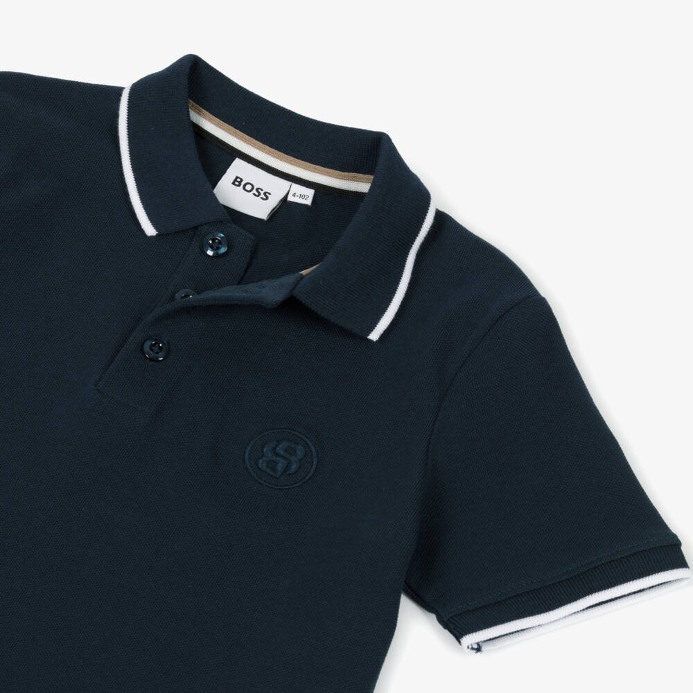 BOSS-Boys Classic Navy Piqué Polo | Childrensalon Outlet