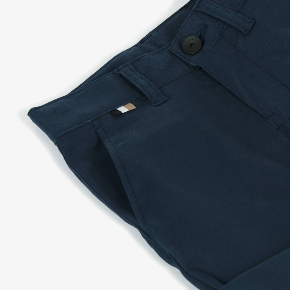 BOSS-Boys Classic Navy Twill Shorts | Childrensalon Outlet