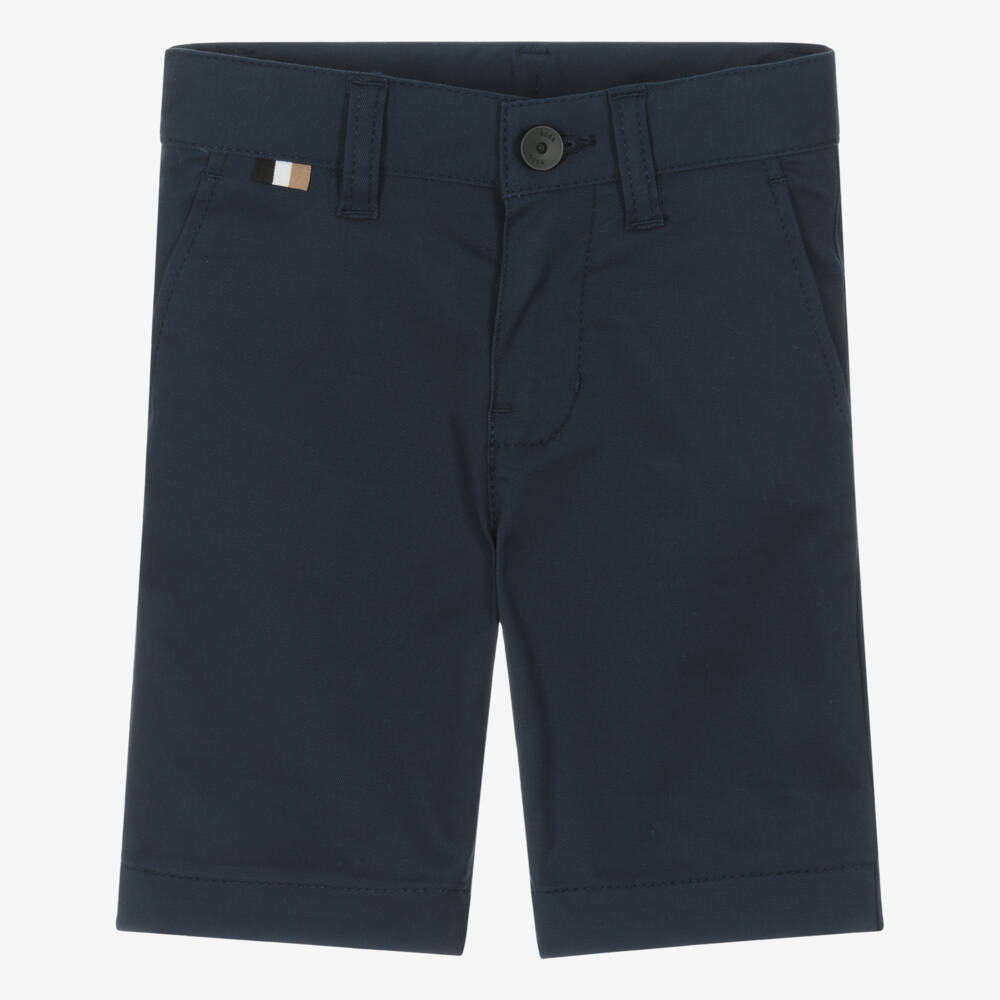 BOSS-Boys Classic Navy Twill Shorts | Childrensalon Outlet