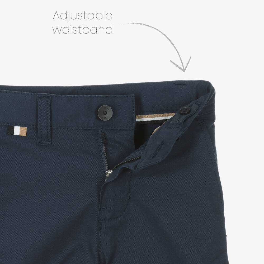 BOSS-Boys Classic Navy Twill Shorts | Childrensalon Outlet