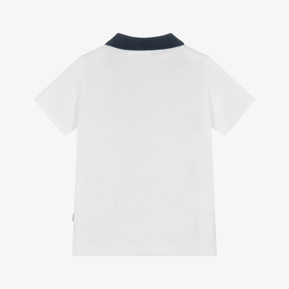 BOSS-Boys Classic White Colorblock Polo | Childrensalon Outlet