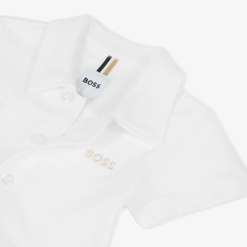 BOSS-Boys Classic White Cotton Shirt | Childrensalon Outlet
