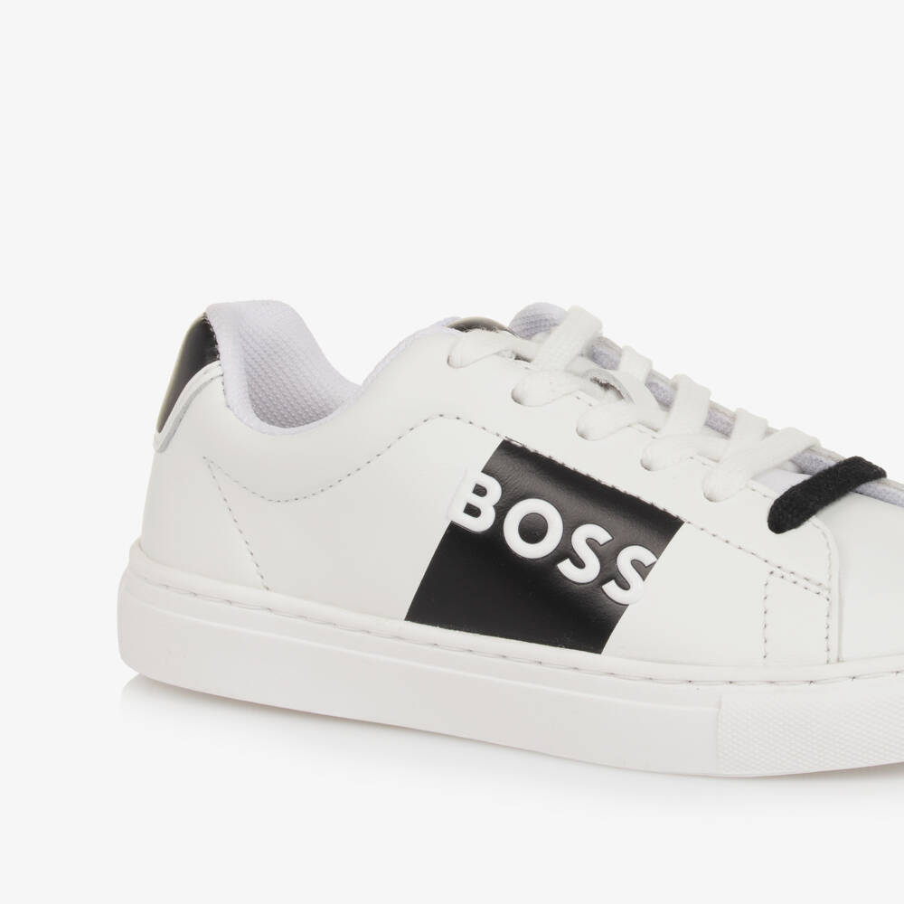 シューズ BOSS Jr. BOSS - Boys Classic White Leather Sneakers | Childrensalon